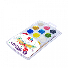 Набір медової акварелі "Творчість", 12+6 кв., перл., з/пензлик, ГАММА