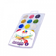 Набір медової акварелі "Творчість", 12+6 кв., перл., без/пензля, ГАММА