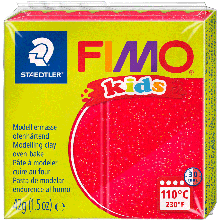 Пластика Fimo kids, Червона з блискітками, 42 г, Fimo