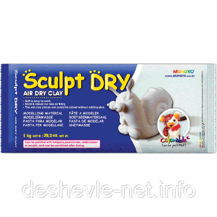 Маса для моделювання, біла, самозастигальна, 1 кг, ''Sculpt Dry'', MUNGYO, фото 1