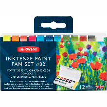 Набір Inktense Paint Pan No2, 12 кольорів + кисть із резервуаром, Derwent