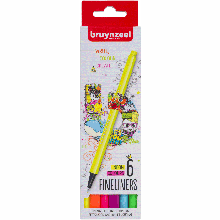 Набір лінерів FINELINER Neon, Неонові кольори, 6 г, Bruynzeel