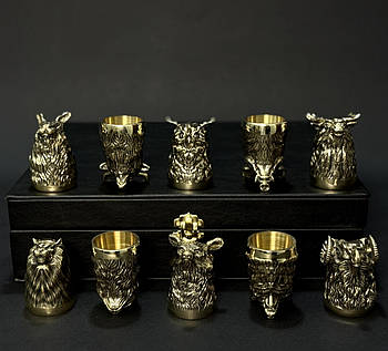 Набір бронзових стопок "Мисливські" (10 шт)