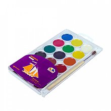 Набір медової акварелі "Творчість", 18 кв., с/пензлик, пластик, ГАММА