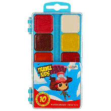 Набір дитячої акварелі "TRAVEL KIDS", 10 кв., б/пензлі, пластик, ГАММА