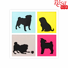 Набір, картина 3D, "4 Dogs" МДФ ґрунтуване, 3 шари, 30х30 см, ROSA TALENT
