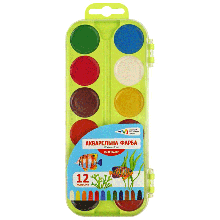 Набір дитячої акварелі "Craft&Joy", 12 кв., пензлики, пластик, ГАММА