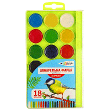 Набір дитячої акварелі "Craft&Joy", 18 кв., пензлики, пластик, ГАММА