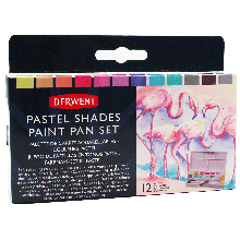 Набір Pastel Shades Paint Pan, 12 кольорів + кисть із резервуаром, Derwent