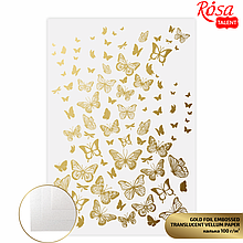 Калька напівпрозора з тисненням Gold Butterflies, 21х29,7 см, 100 г/м2, ROSA TALENT