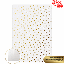 Калька напівпрозора з тисненням Gold Hearts, 21х29,7 см, 100 г/м2, ROSA TALENT
