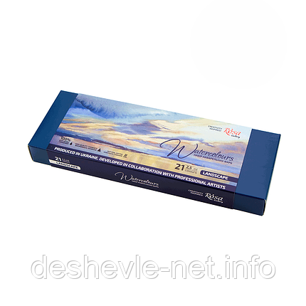 Набір акварельних фарб LANDSCAPE, 21*2,5 мл, кювету, Індіго метал, ROSA Gallery, фото 1