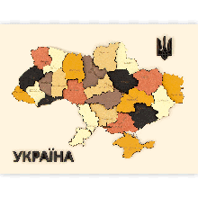 Набір, мапа України 3D, кольори металіку, МДФ, 24,5х18,5 см, ROSA TALENT