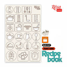 Чипборд для скрапбукінгу "Recipe book" 2, білий картон, 12,6х20 см, ROSA TALENT