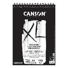 Альбом для ескізів на спіралі XL Dessin Black, А4 (21*29,7 см), 150 г/м2, 40 л, чорний колір, Canson