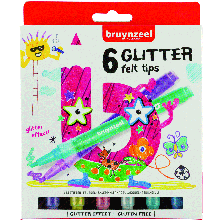 Набір дитячих фломастерів GLITTER, 6 кв., з глітерами, Bruynzeel