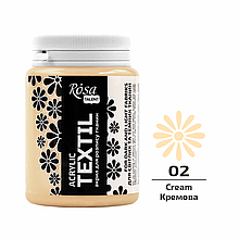 Фарба акрилова для тканин, Кремова (02), 80 мл, ROSA Talent