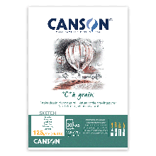 Склейка для ескізів і малюнка CΩGRAIN, А5 (14,8*21см), 125 г/м2, 30 л, білий папір, Canson