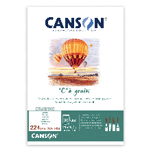 Склейка для ескізів і малюнка CΩGRAIN, А4 (21*29,7 см), 224 г/м2, 30 л, білий папір, Canson