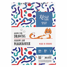 Альбом на спіралі для малювання, Cats, А4, 100 г/м2, 30 л, ROSA Kids