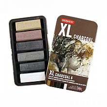 Набір вугілля XL Charcoal, 6 шт., мет. коробка, Derwent