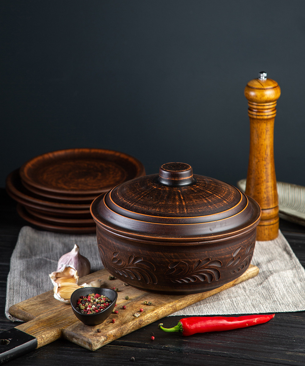 Жаровня духова 3 л з червоної глини, фото 1