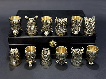 Набір бронзових стопок "Мисливські" (12 шт)