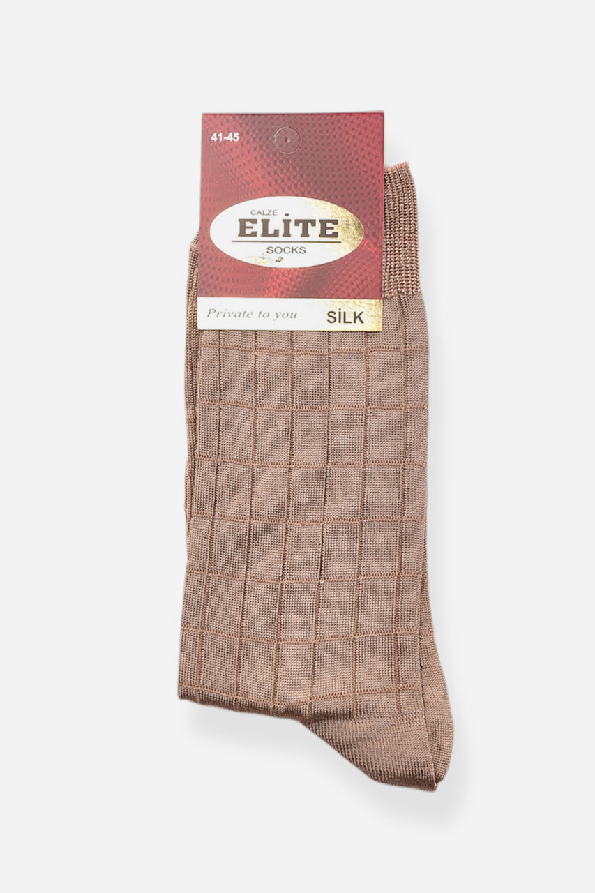 Шкарпетки чоловічі демісезонні коричневого кольору шовк р.41-45 198556S, фото 1
