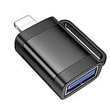 Перехідник Hoco UA31A OTG Lightning male to USB female Black, фото 4