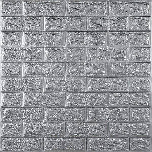 3D панель самоклеюча 700х770х7мм цегла Срібло (017-7) SW-00000059