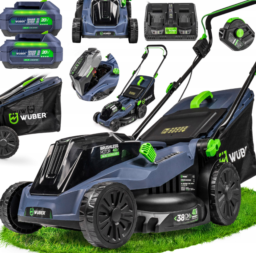 Газонокосарка акумуляторна Wuber + 2 акумулятори 6Аг 42л (Польща)