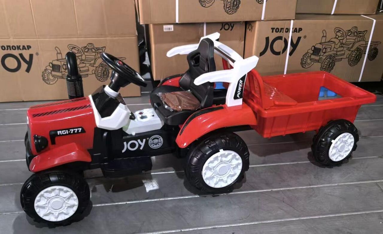 Дитячий електротрактор з причепом JOY, червоний