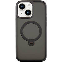 TPU+PC чохол Metal Buttons with MagSafe Colorful HQ Ring для Apple iPhone 15 (6.1") Black