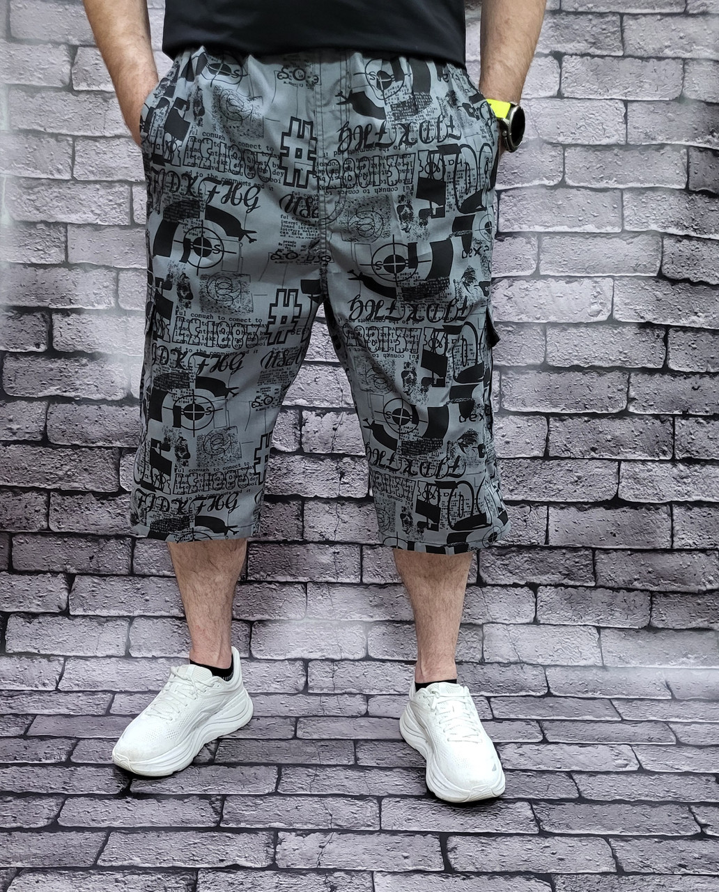 Бриджі Sport шорти великі чоловічі бавовна, Сірий, 4xl