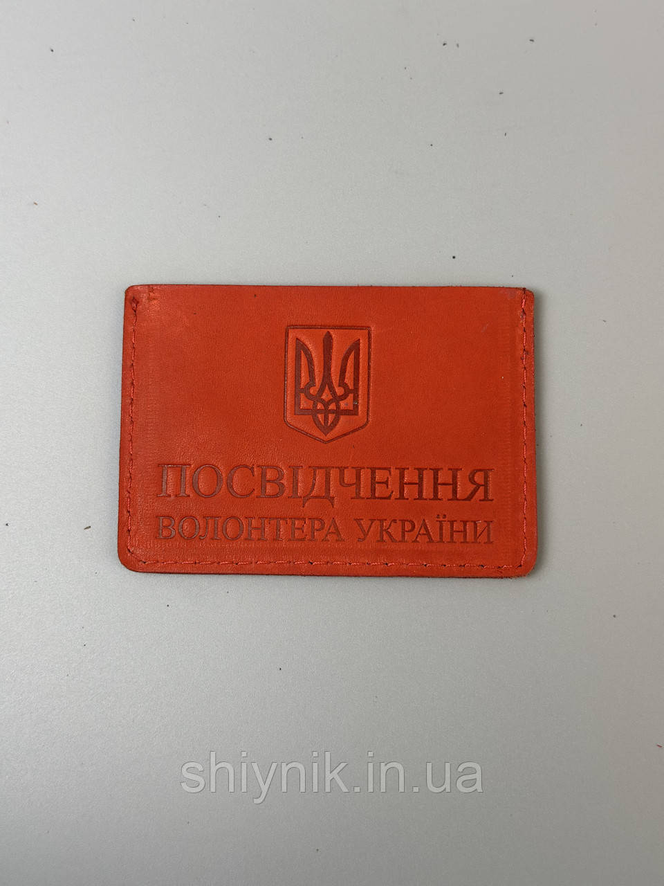 Шкіряна обкладинка на ПОСВІДЧЕННЯ ВОЛОНТЕРА червоний