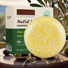 Натуральне мило-шампунь ручної роботи з оливковою олією для зволоження сухого та пошкодженого волосся 60 г