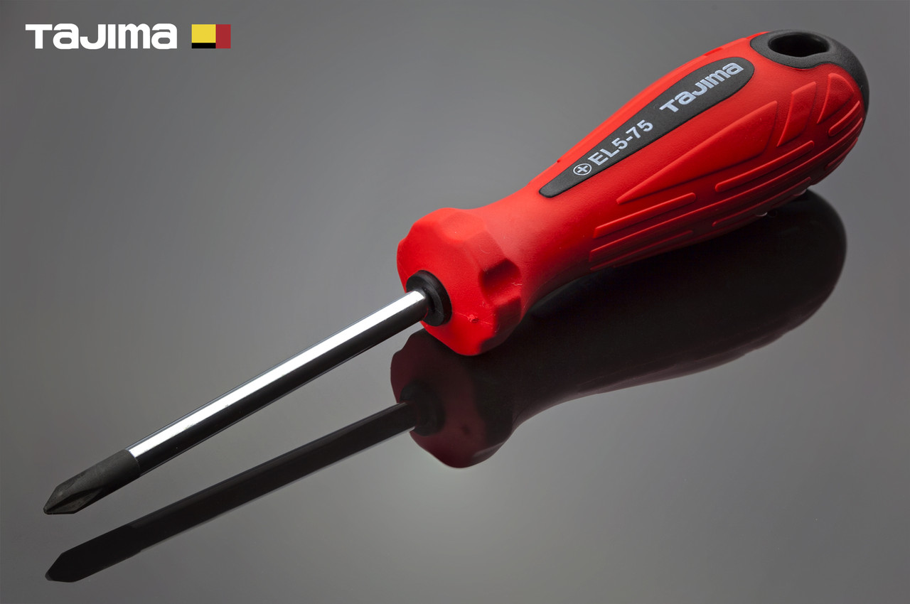Викрутка хрестова PH1 х 75 мм TAJIMA (Японія) EL магнітна, фото 1
