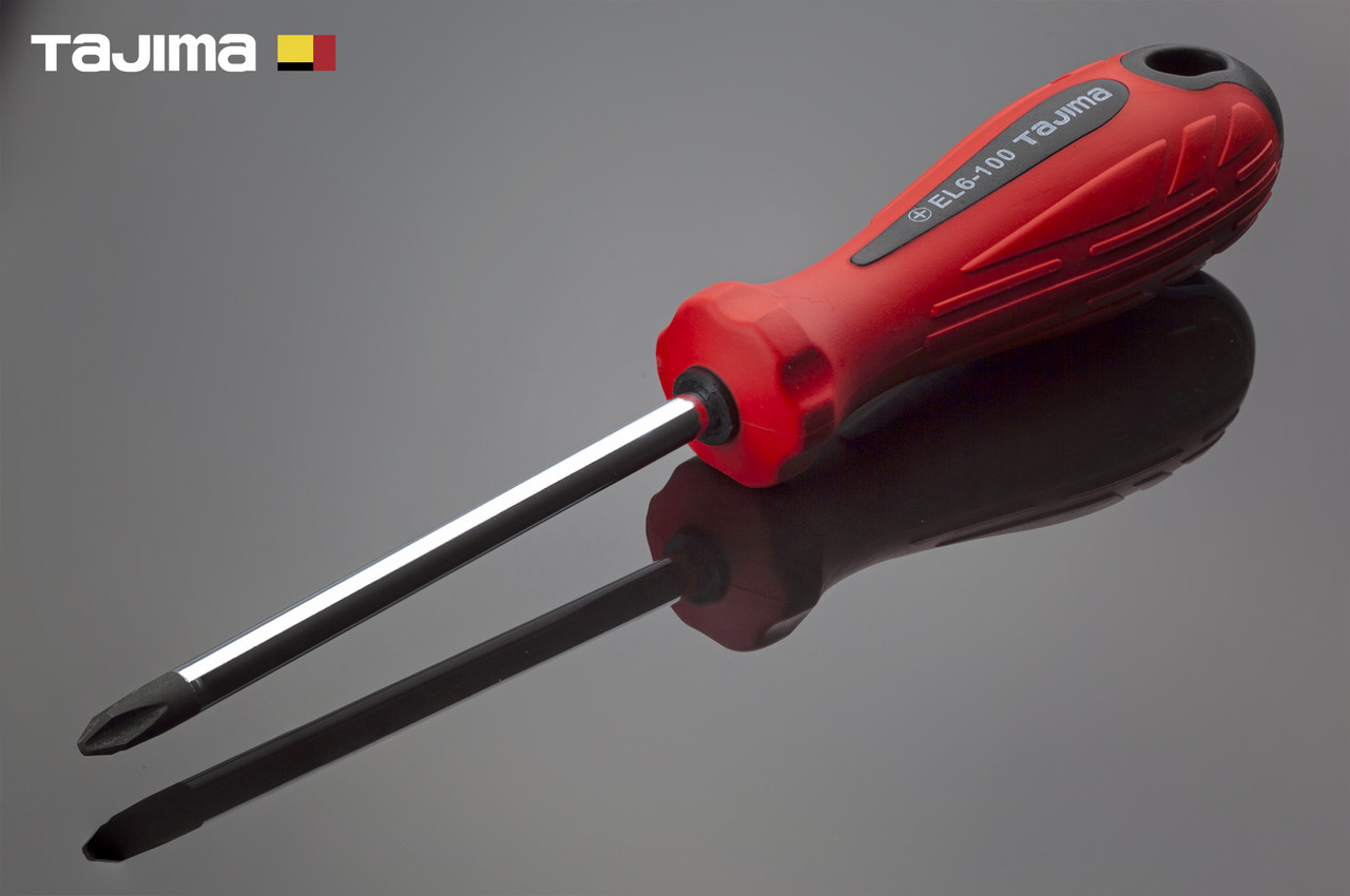 Викрутка хрестова PH2 х 100 мм TAJIMA (Японія) EL магнітна, фото 1