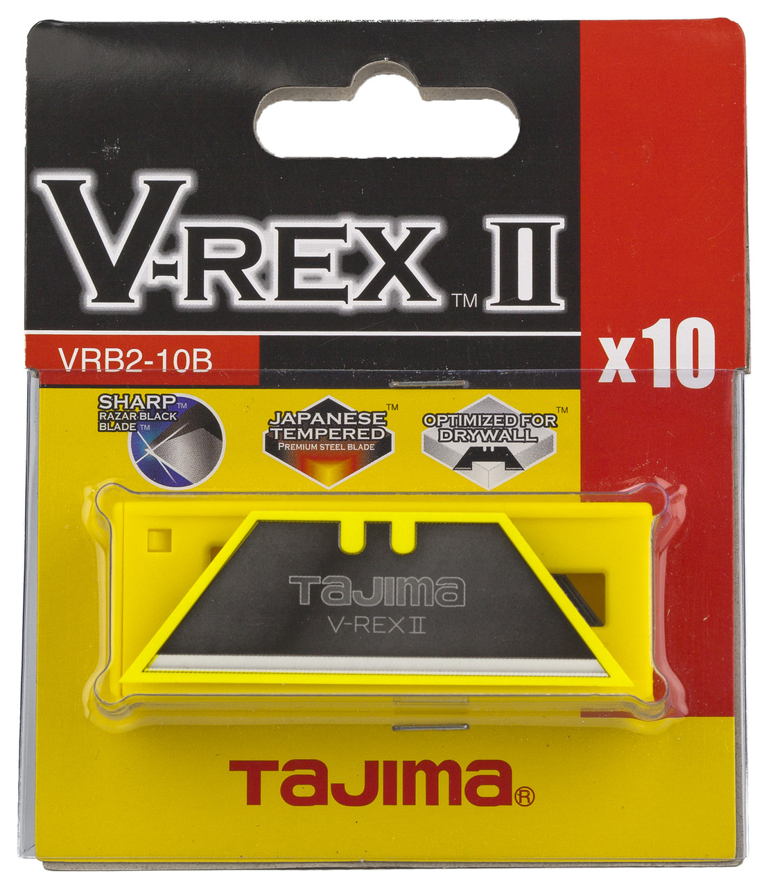 Леза для канцелярського ножа TAJIMA (Японія) V-REX Razar Black трапецієподібні чорні 10 шт, фото 1