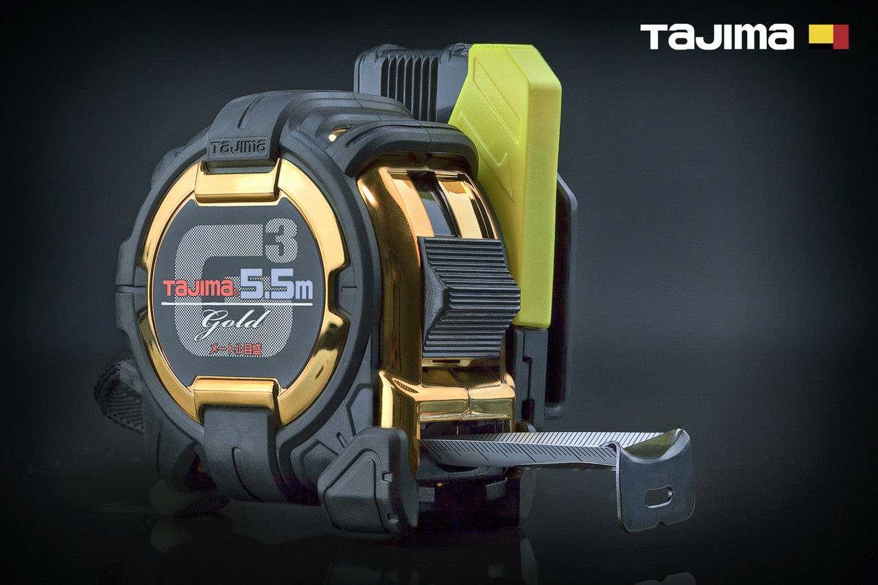 Рулетка будівельна 5,5м х 25мм TAJIMA G3 LOCK ударостійка з тримачем на ремінь, фото 1