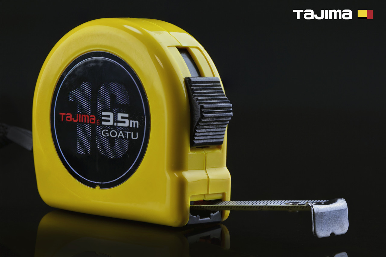 Рулетка будівельна 3,5м х 16мм TAJIMA (Японія) GOATU HI LOCK посилена стрічка, фото 1