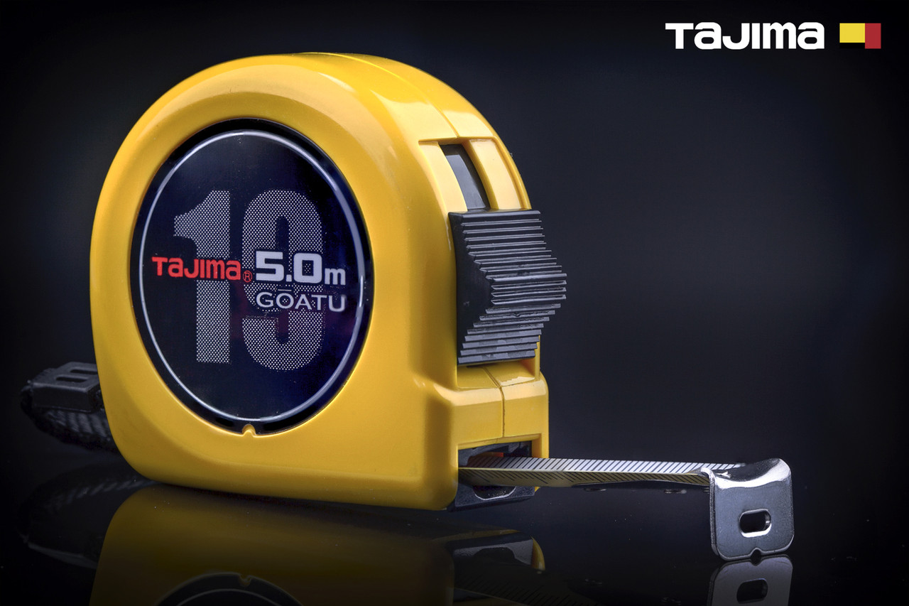 Рулетка будівельна 5м х 19мм TAJIMA (Японія) GOATU HI LOCK посилена стрічка, фото 1