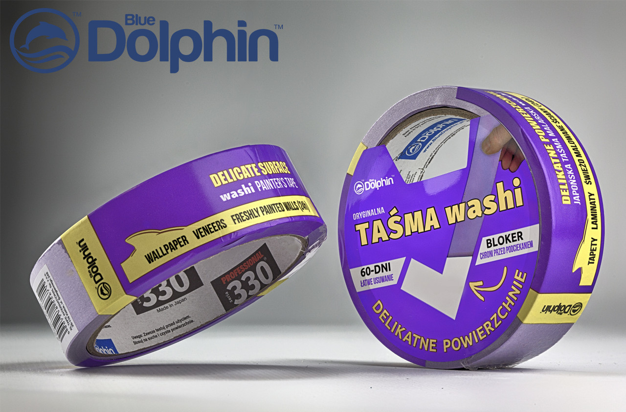 Малярська стрічка (скотч) 29мм х 25м Blue Dolphin Washi Delicate фіолетова (60днів), фото 1