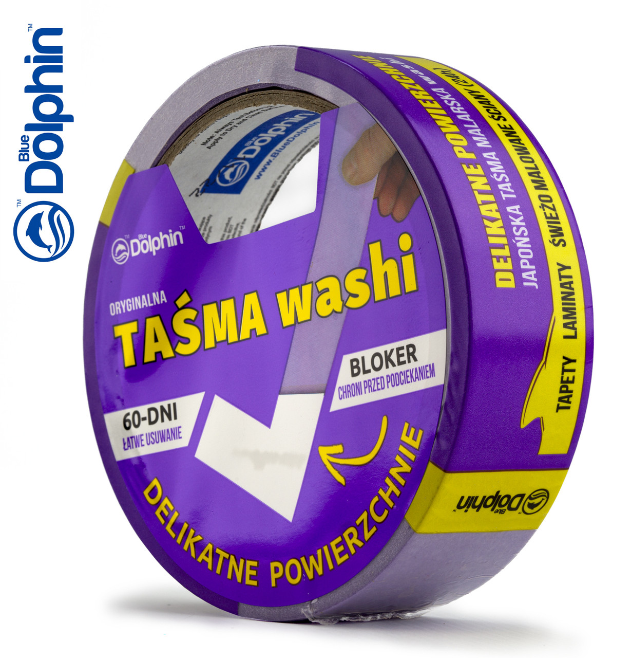 Малярська стрічка (скотч) 35мм х 50м Blue Dolphin Washi Delicate фіолетова (60днів), фото 1
