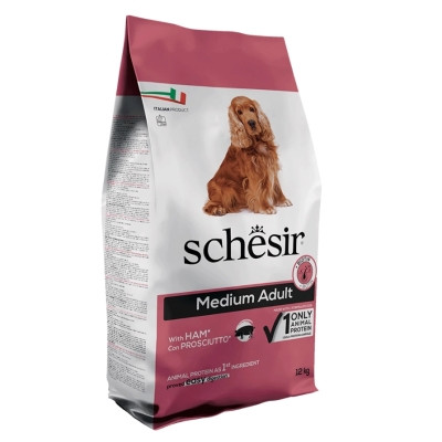 Сухий корм для собак середніх порід Schesir (Шезір) Dog Medium Adult Ham з шинкою 12 кг