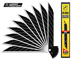 Леза для ножа 9 мм кут 30 ° Woodpecker чорні ультра гострі 10шт FD-B40A