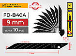 Леза для ножа 9 мм кут 30 ° Woodpecker чорні ультра гострі 10шт FD-B40A, фото 7