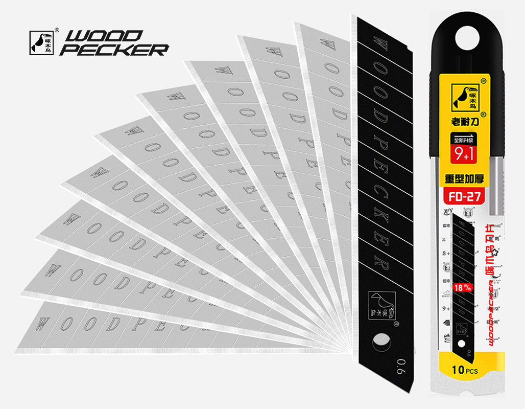 Леза для ножа 18мм Woodpecker потовщені сірі 10шт FD-27, фото 1