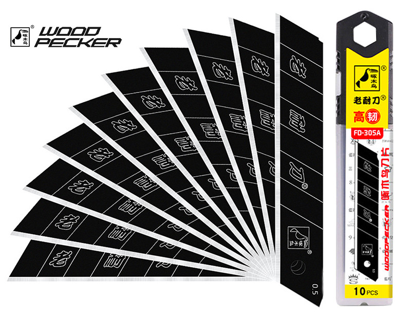 Леза для ножа 18мм Woodpecker чорні 10шт FD-305A, фото 1
