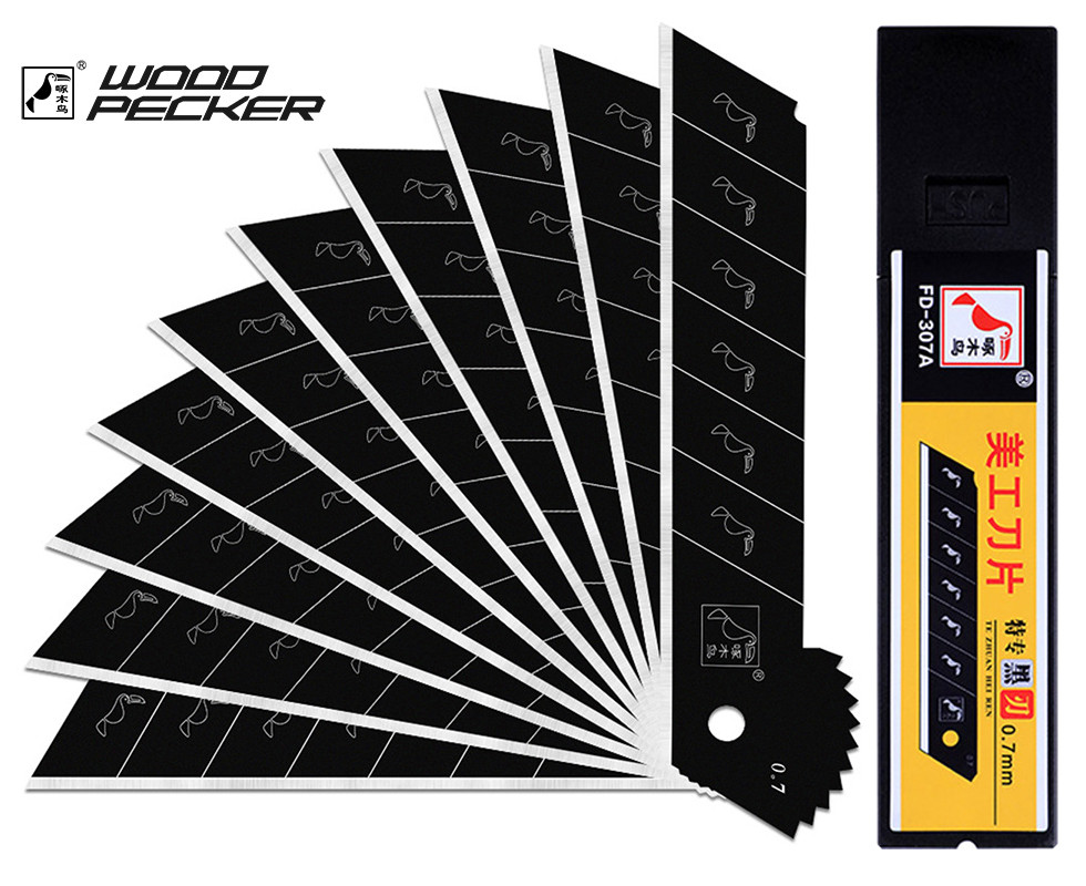 Леза для ножа 25мм чорні профі ультра гострі Woodpecker 10шт FD-307A, фото 1